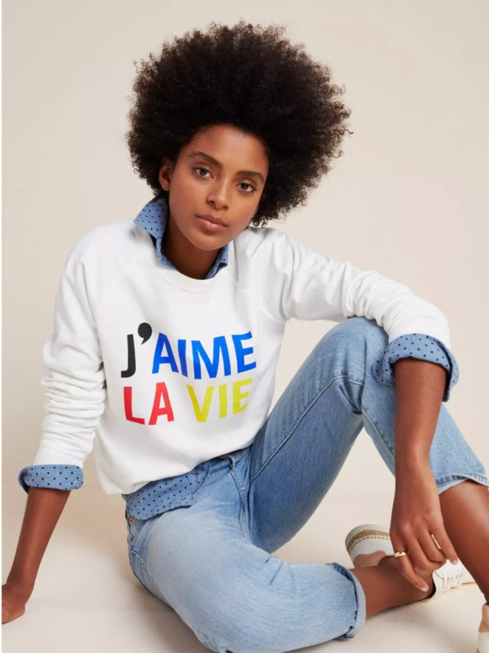 Clare V. for Anthropologie J'aime La Vie Sweatshirt